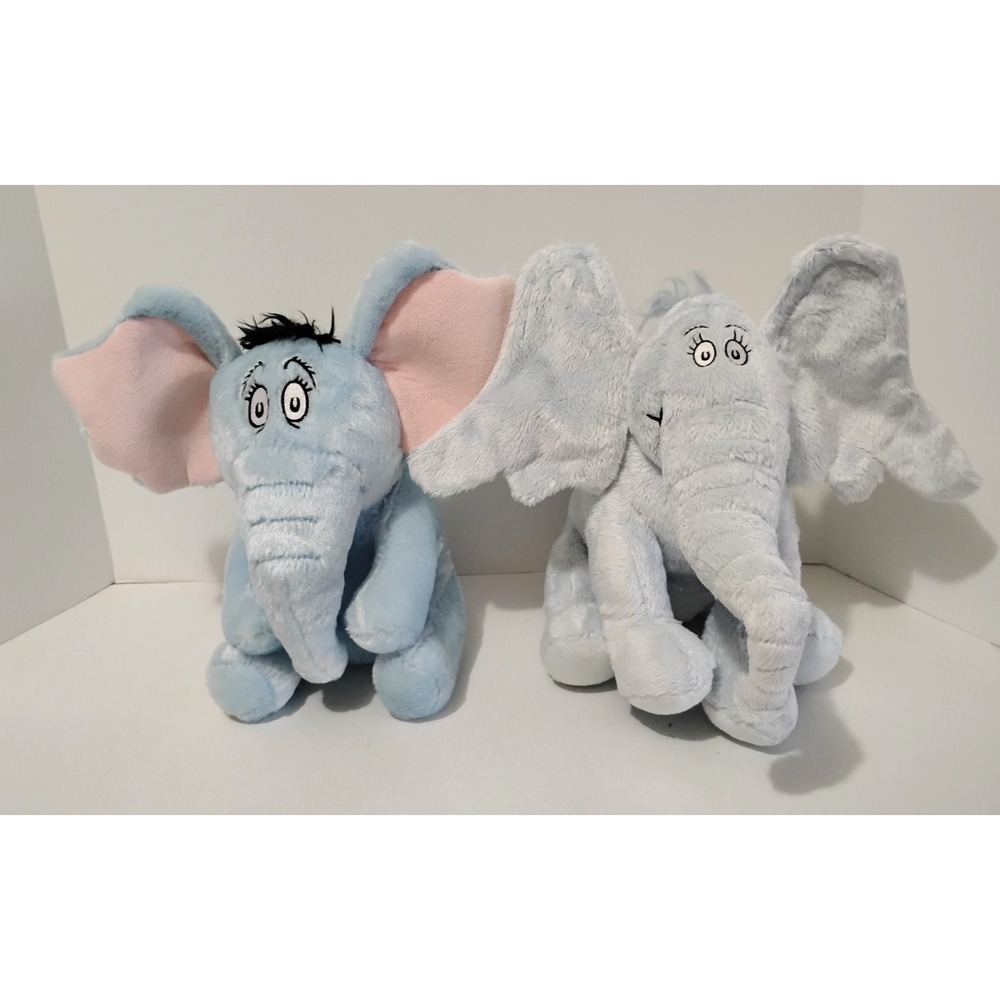 Kohls Cares Dr. Seuss Horton Hears A Who Elephant Plush Lot of 2 Embroidered Eye